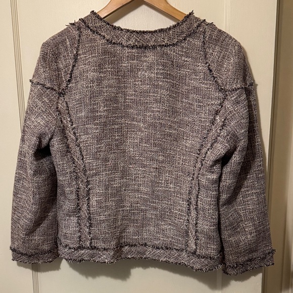 Banana Republic size 14 burgundy black cotton polo blend tweed jacket 3/4 sleeve - Picture 4 of 4